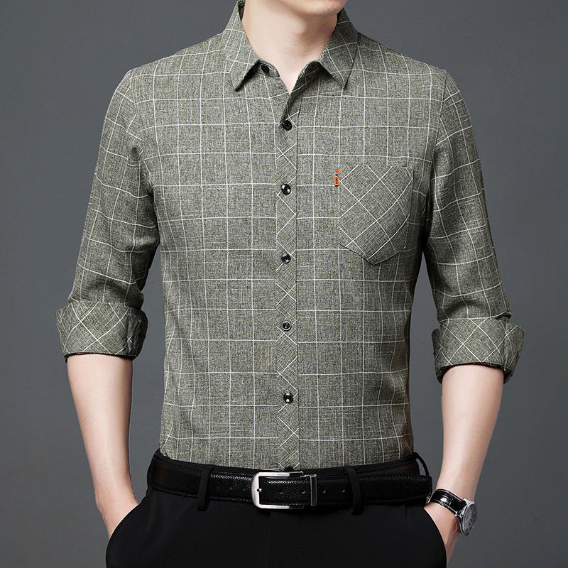 Linen Effect Checked Shirt