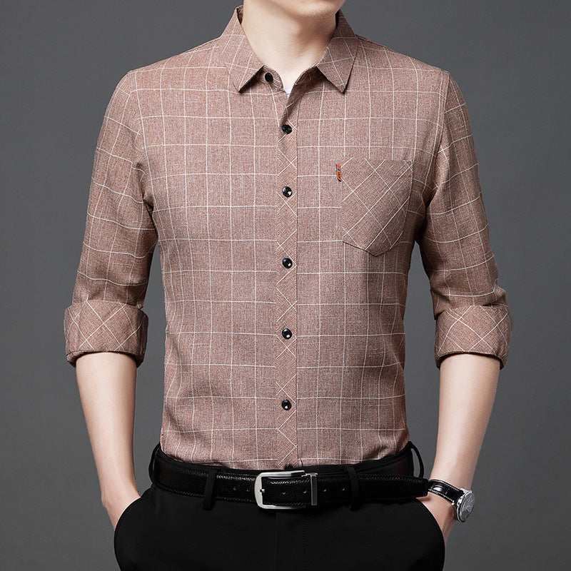 Linen Effect Checked Shirt