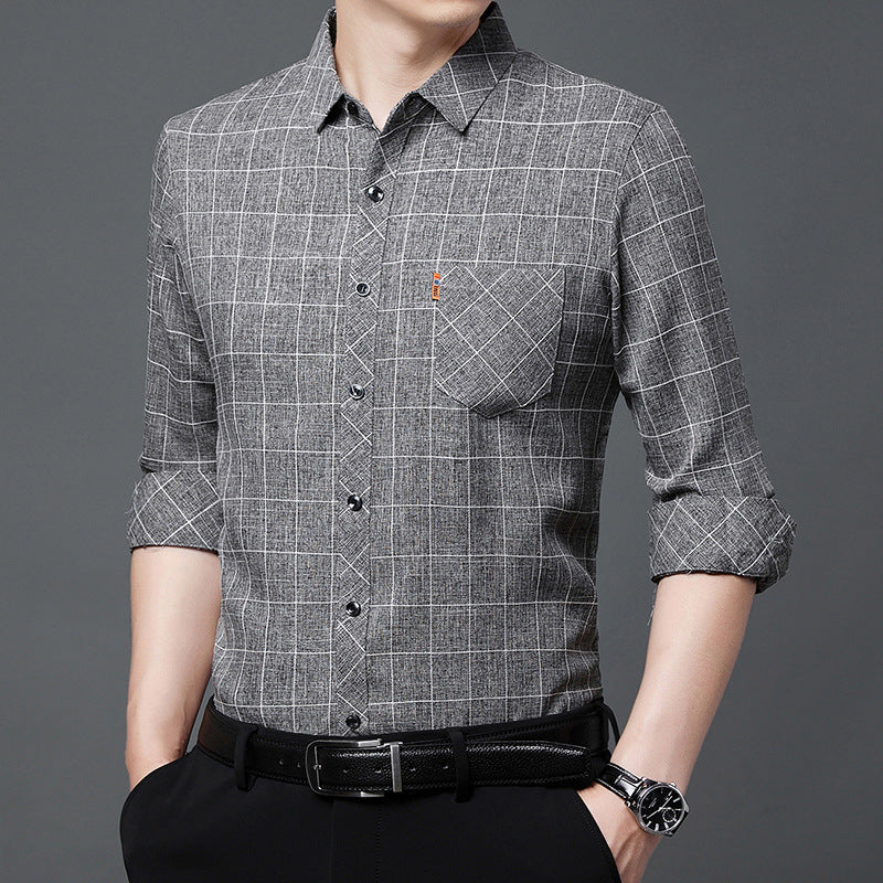 Linen Effect Checked Shirt