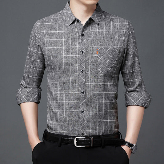 Linen Effect Checked Shirt