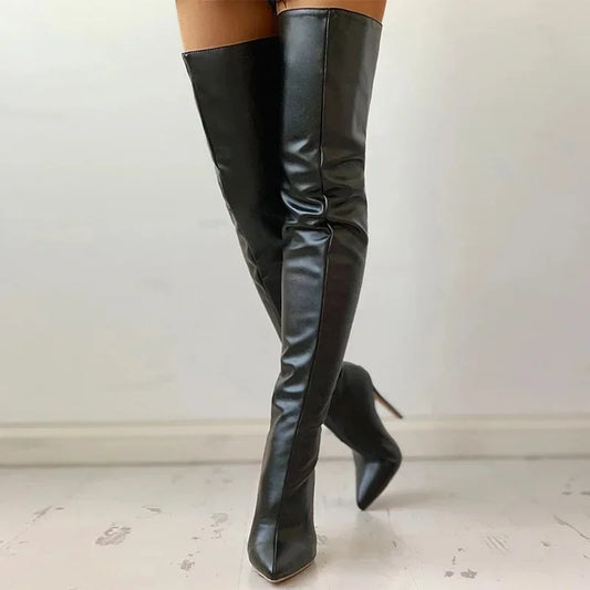 Ultra high stiletto heel thigh boots