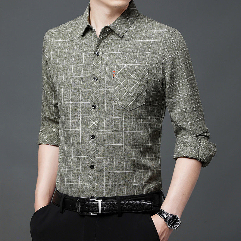 Linen Effect Checked Shirt