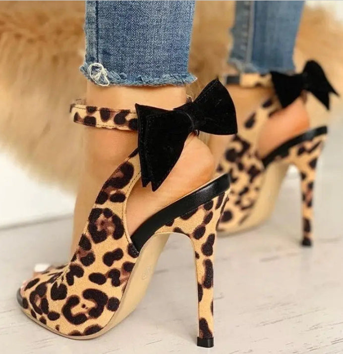 Suede Stiletto Heel Sandals with Refined Bow