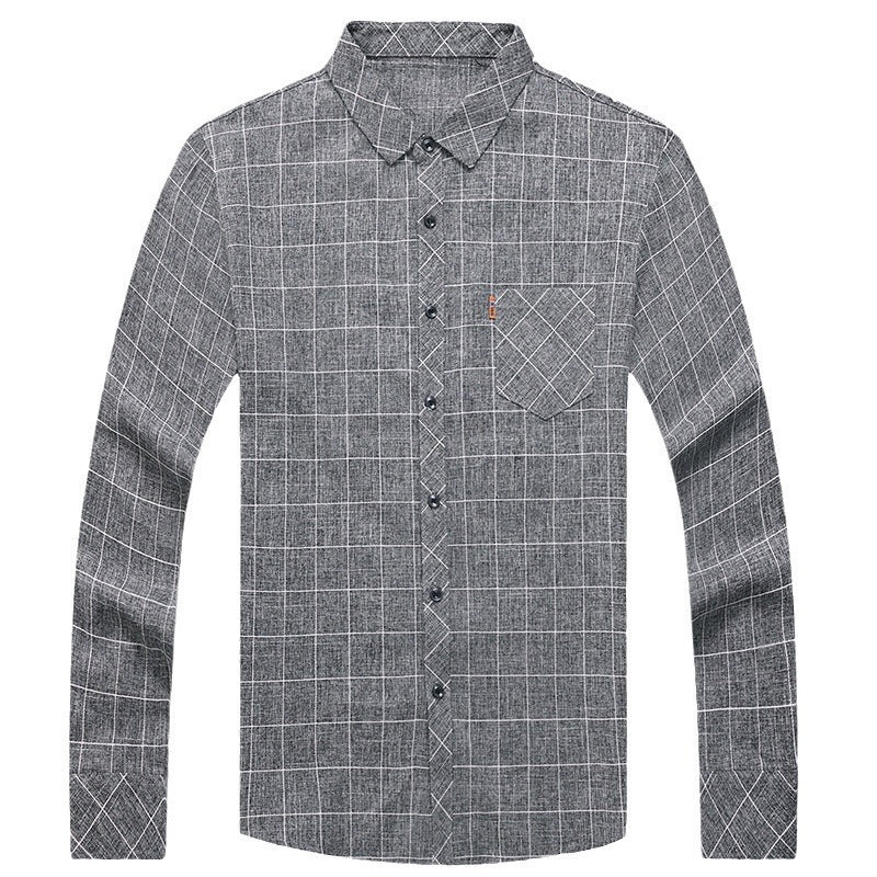 Linen Effect Checked Shirt