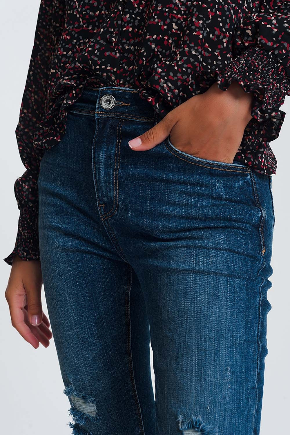 High waisted skinny jeans